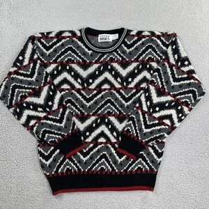 VTG 80s Trend Basics Abstract Geometric Sweater Men Large Vaporwave Mallwave
